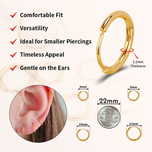 थोक स्टेनलेस स्टील 1.2 मिमी हूप इयररिंग्स सुपर पतली चांदी के सोने के काले रंग वाले फैशन हूप ईयररिंग्स - Product Image 4