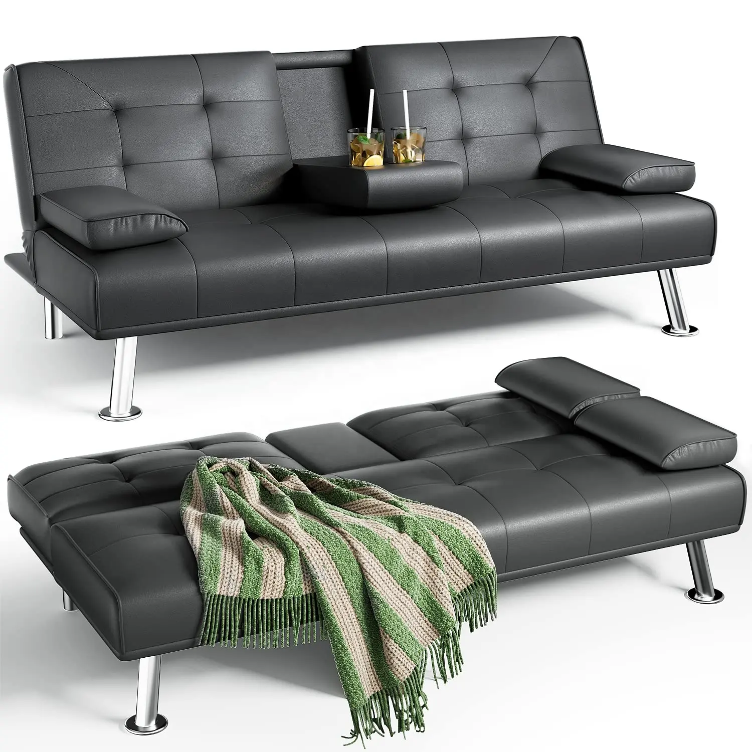 Vendas preços baixos multifuncional preguiçoso puxe futon conversível 3 lugares canto vir c dia vida móveis dobráveis sofás-cama