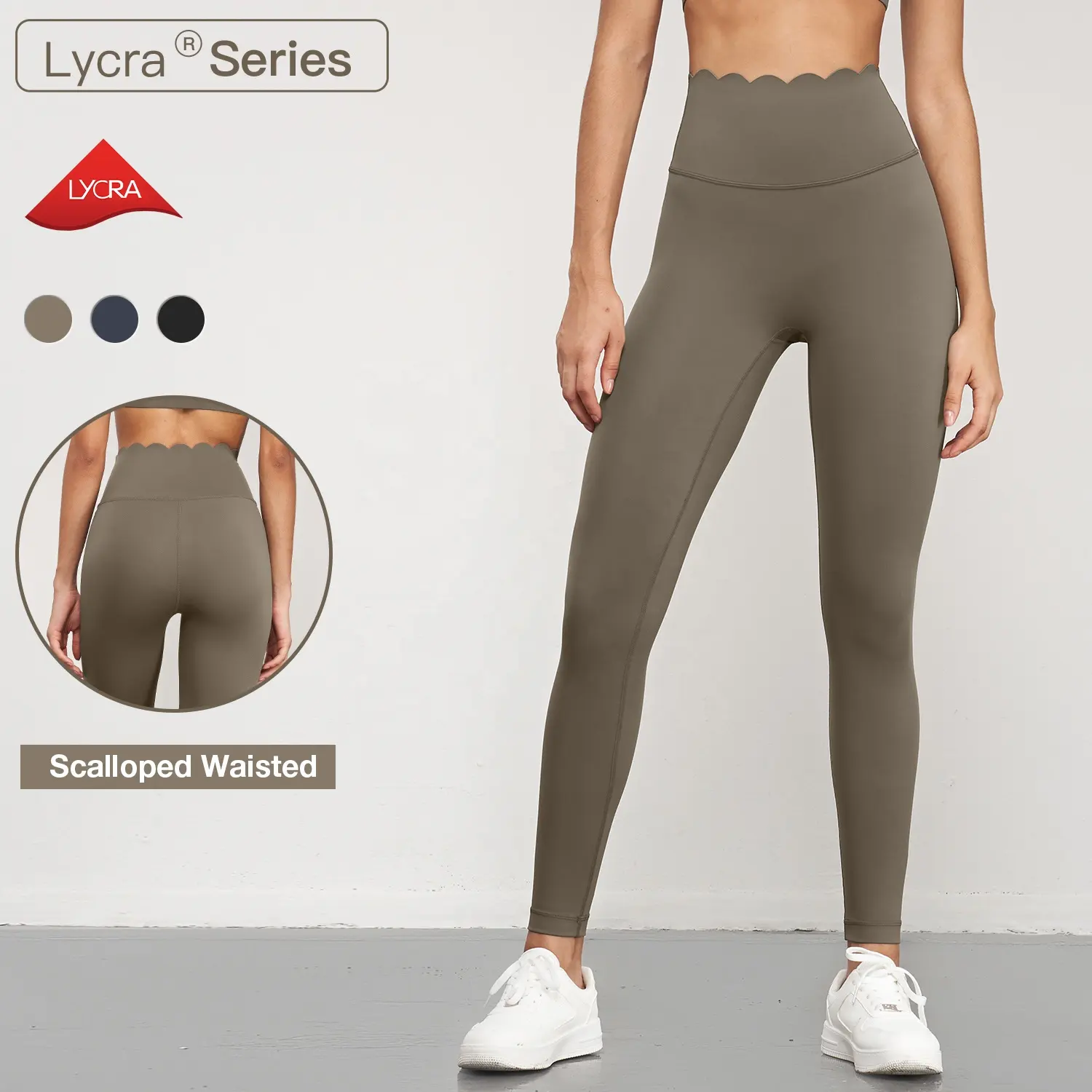 Leggings da Yoga a vita alta smerlati fornitura di fabbrica pantaloni sportivi da donna per il controllo della pancia 80nylon 20spandex