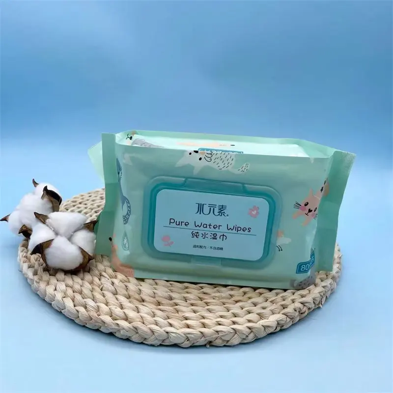 Sampel gratis tisu basah bayi nontenun Super lembut pabrikan tisu basah merek OEM 80 buah