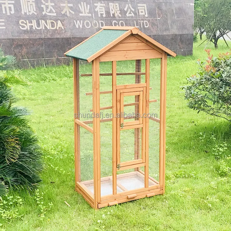 Jaula de pájaros de madera grande SDB002 Moda al aire libre SHUNDA Imprimir Casa de pájaros de madera sostenible Conductos de madera para pájaros