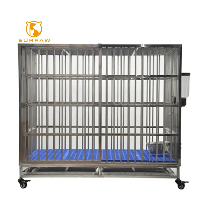 EUR PET High Quality Professional Veterinary Folded stainless steel running hospital cage dog kennel For Vet Clinic