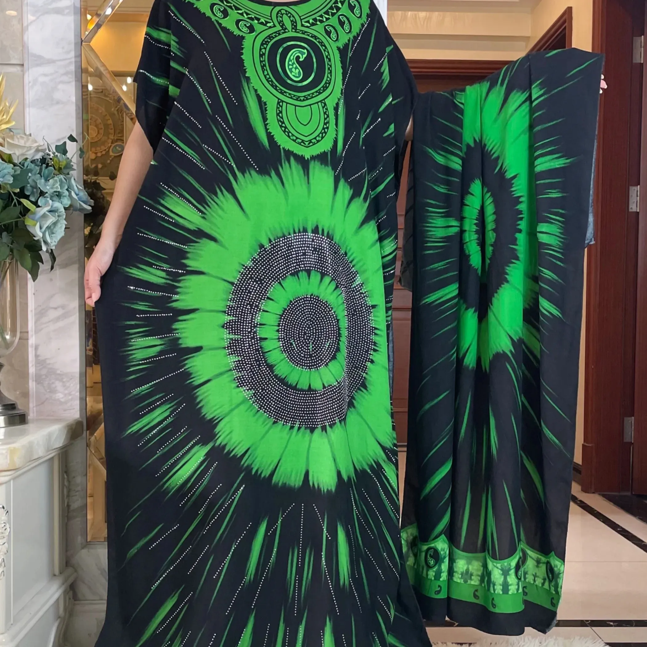 Beautifical African women dresses 2023 New arrival African Abaya with scarf YY58