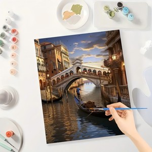 Venedik boya yetişkinler için sayılar kiti-venedik kanalında DIY gondol 16x20 inç, çerçevesiz Cityscape sanat dekorasyon veya hediyeler