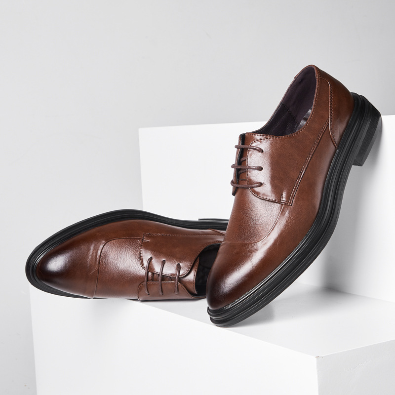 Stylish High End Premium leather Fashionable Casual Dress Less Up Shoe For Men Brown S219-3532 (STOCK ITEM) 6 PRISTINE