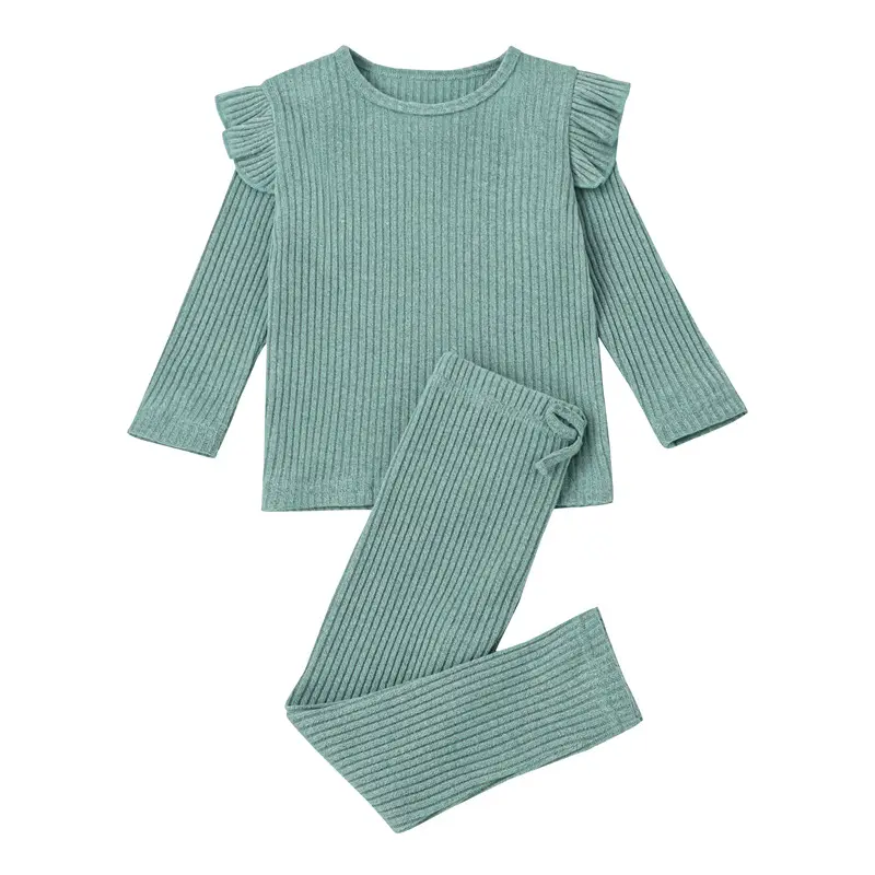ชุดเสื้อผ้าเด็กแบบกำหนดเอง,เสื้อแขนยาวมีระบายพร้อมเลกกิ้งชุดยางสำหรับเด็กทารก