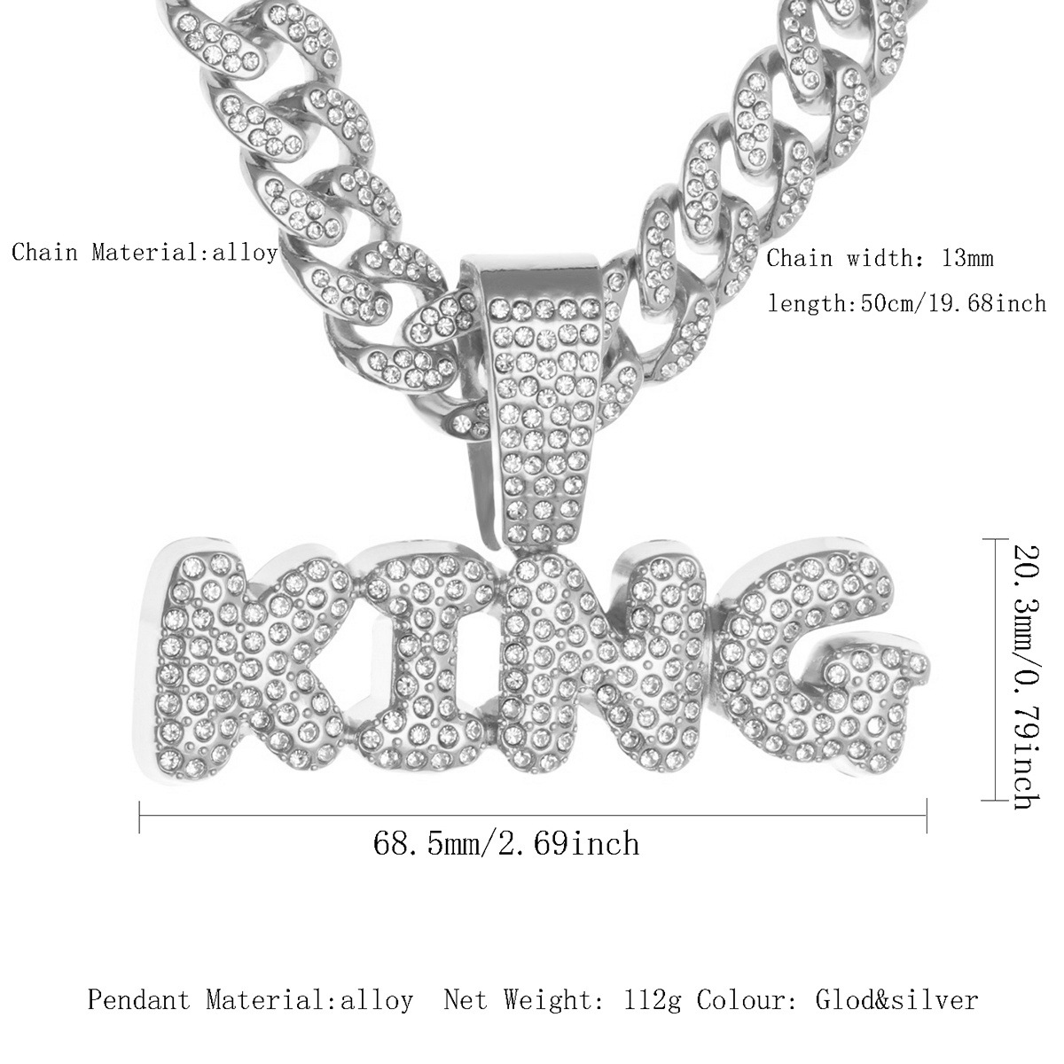 Collier pendentif roi en argent
