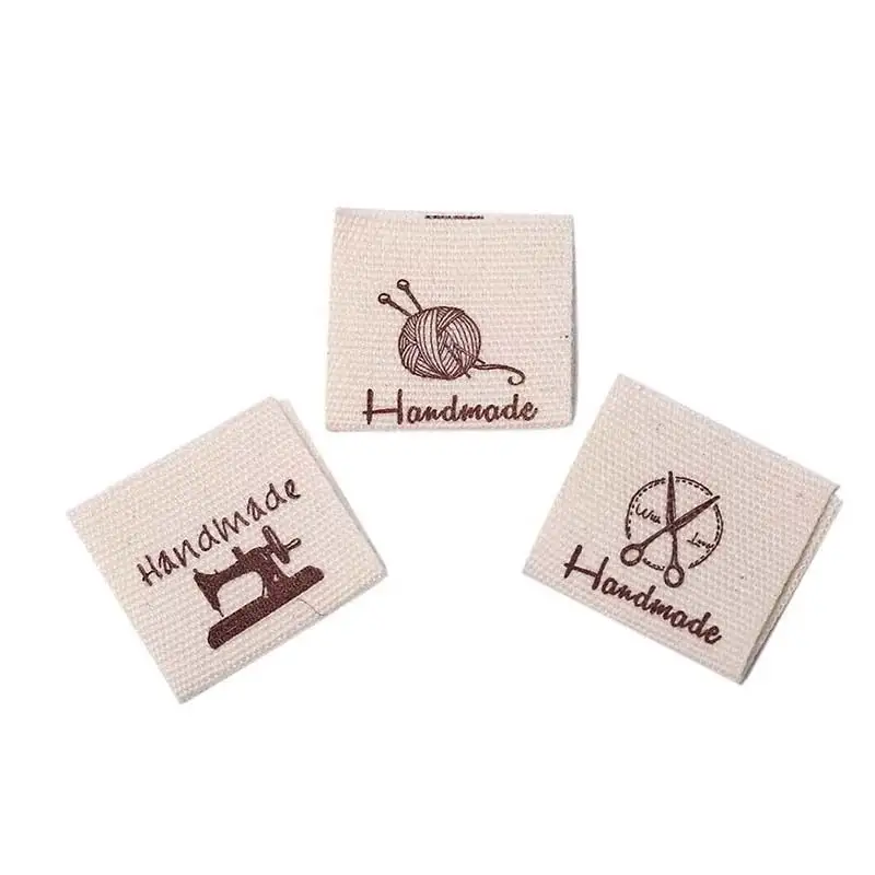 Etichetta in tessuto di cotone fai da te fatta a mano naturale personalizzata etichetta in tela per cucire su etichetta tessuta per indumenti per etichetta di abbigliamento