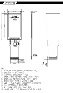1,9 Zoll kleines TFT-Display 170*320 LCD-Modul 4-SPI/8-Bit-8080-Schnittstelle ST7789V2 Treiber-IC-Anzeige - Product Image 6