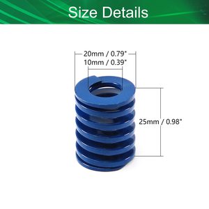 Phụ kiện máy in 3D xi lanh thép hợp kim 20mm OD 10mm ID 25mm dài xoắn ốc dập ánh sáng tải nén mùa xuân tông màu xanh 2 cái - Product Image 2