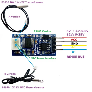 DC 5V 12V 24V RS485 <strong>RS232</strong> TTL Modbus Rtu NTC Thermistor <strong>Temperature</strong> <strong>Sensor</strong> Remote Acquisition Monitor Module B3950 10K 1% - Product Image 4