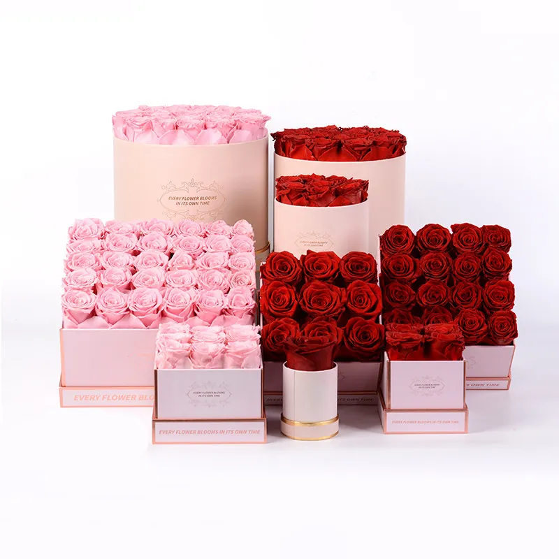 Großhandel neue Zylinder Box benutzer definierte elegante Rose Blumen verpackung Geschenk runde Blumen box für Blumen sträuße Paket