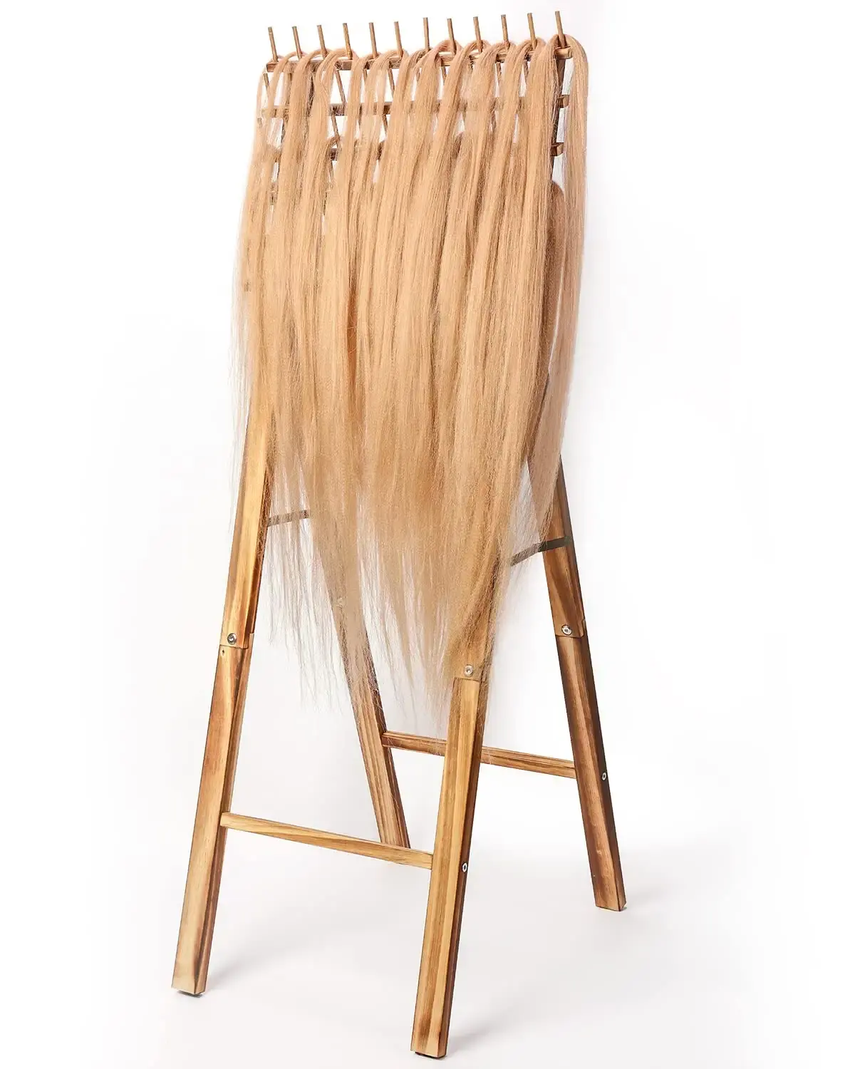 72-Spool Draad Opvouwbare Houten Gevlochten Haarbundel Ezel Display Stand Gevlochten Haarrek Voor Kappers Vlechten Haar
