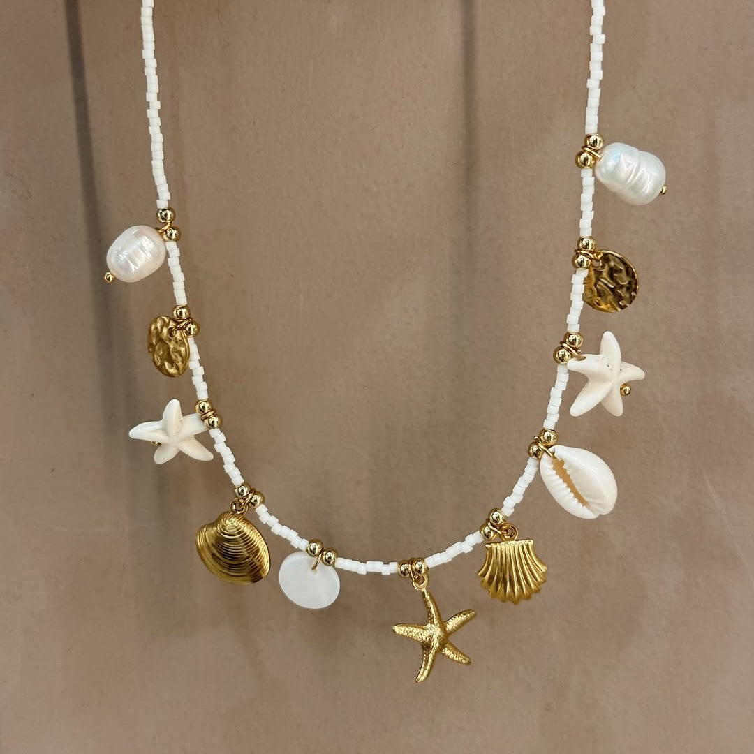 Starfish shell finished necklace