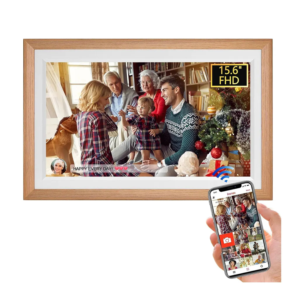 FHD IPS 32GB Smart Large Touch Screen Digital Photo Frame 15.6inch WiFi Digital Picture Frames Share Photos and Videos freely
