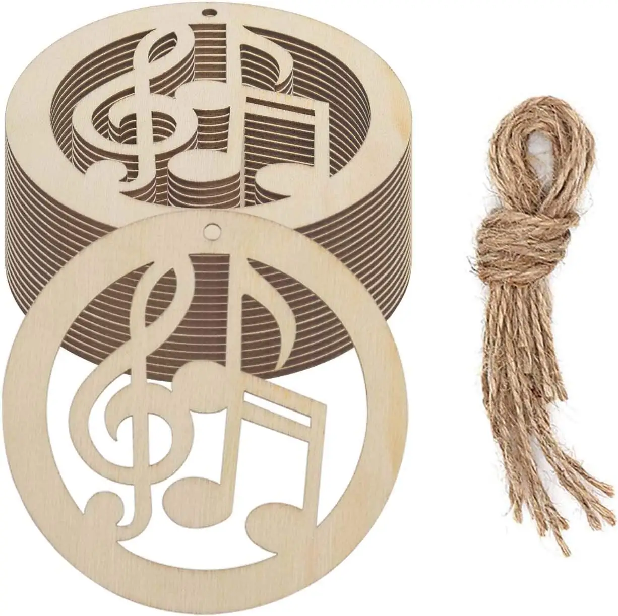 Tailai 20pcs note musicali a forma di legno fai da te ritagli artigianali anello note musicali etichette regalo in legno non finito