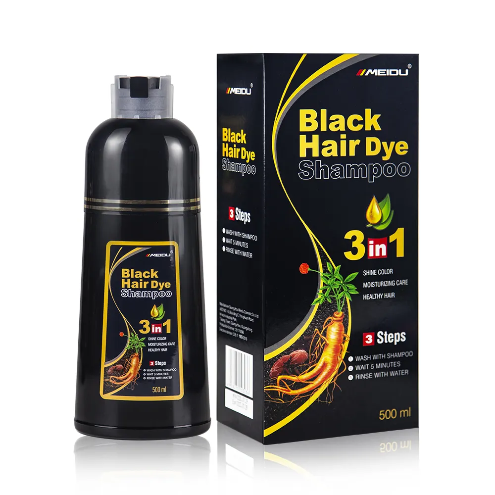 China fábrica fabricante meidu marca tintura de cabelo produto rápido preto tintura de cabelo cor shampoo