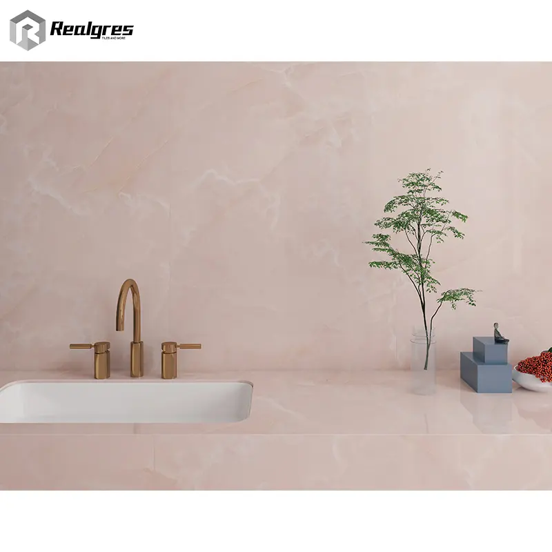 Lastre di superficie in marmo porcellanato con piastrelle flessibili in materiale rosa a buon prezzo per pareti e pavimenti in piastrelle per bagno progetto Hotel