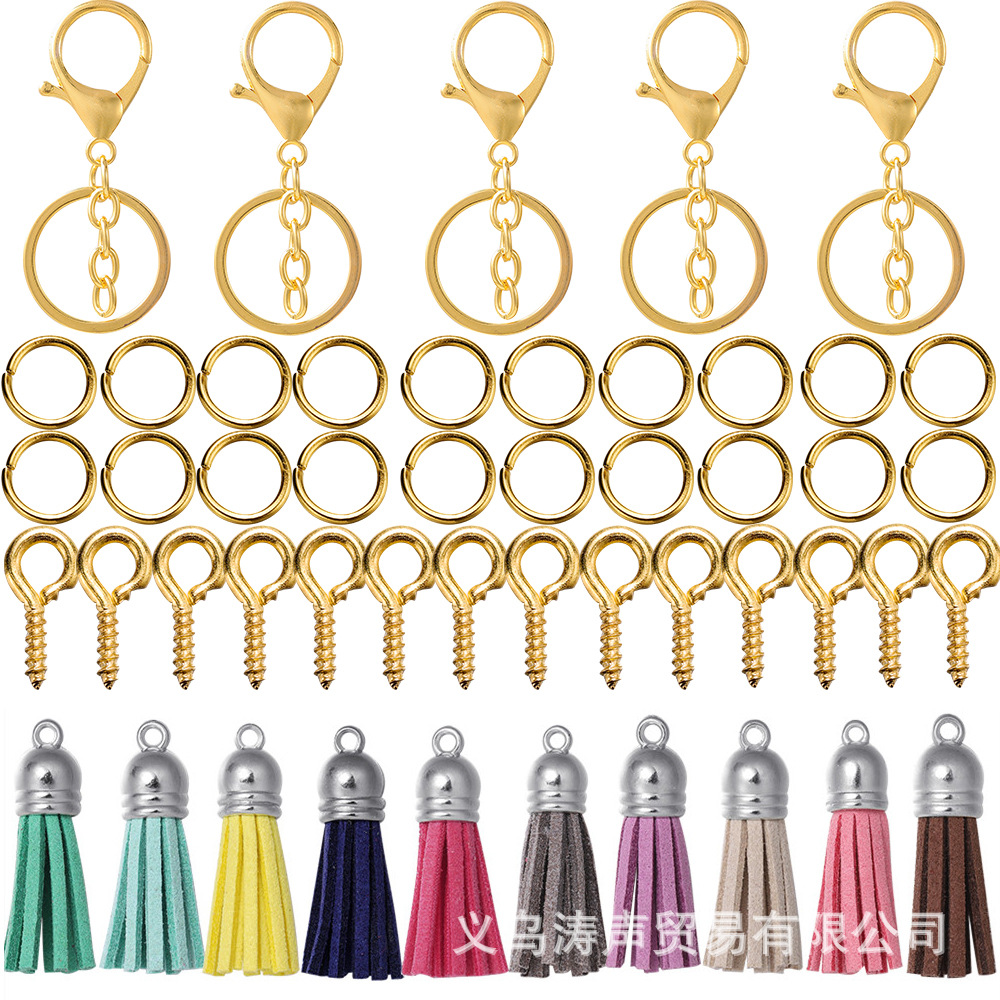 Ensemble porte-clés à pampilles en chaîne dorée