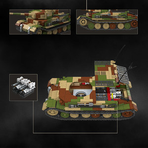 高品质1/28 1498pcs WW2军用老虎德国装甲重型战斗坦克模型套件收集装甲车辆积木 - Product Image 5
