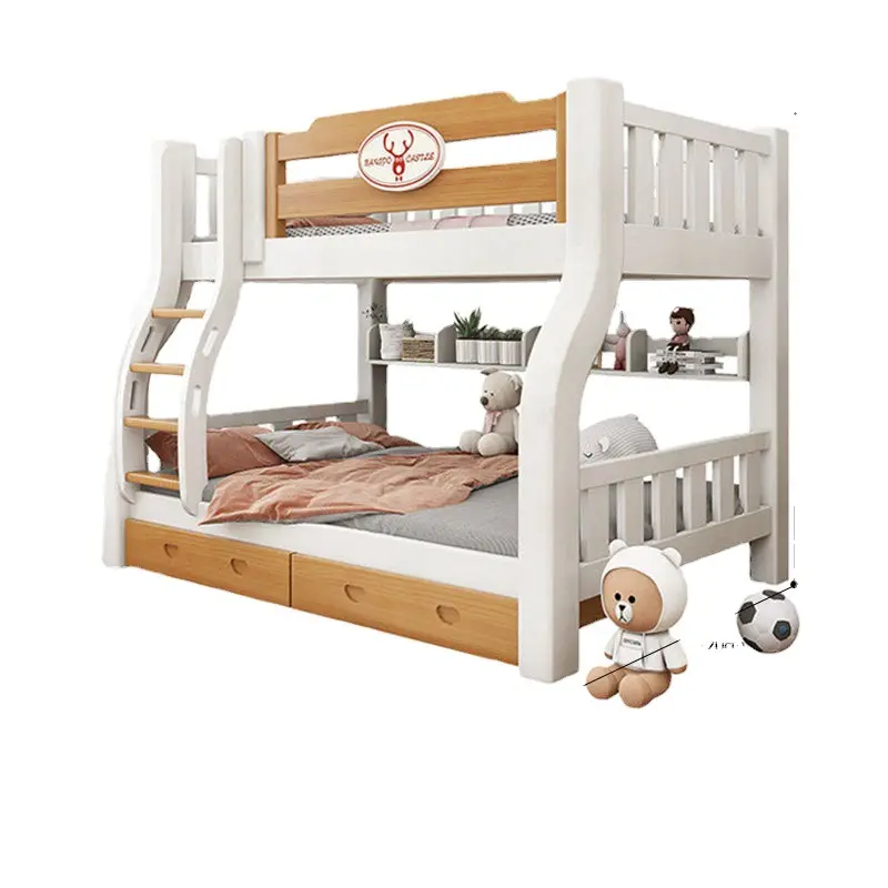 Vente en gros hots lits superposés pour enfants en bois avec toboggan pour filles ensembles de meubles pour chambres à prix réduit pour enfants