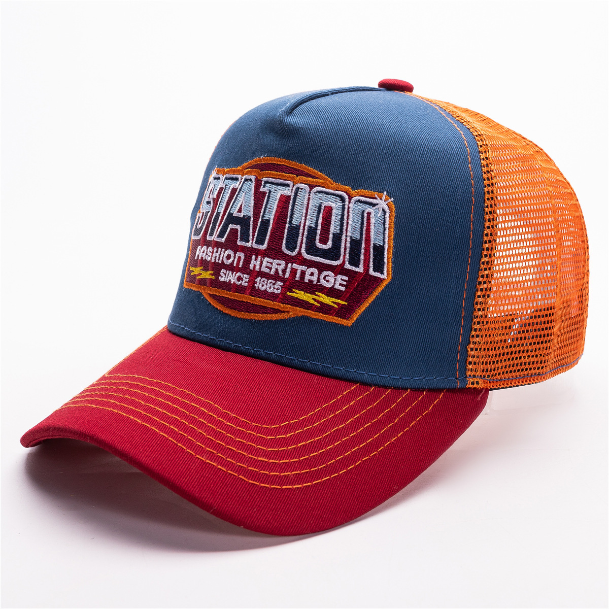 Station-blue and red brim