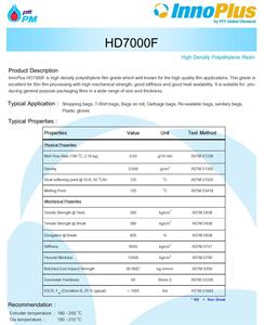 InnoPlus HDPE HD7000F hdpehdpe yüksek yoğunluklu polietilen granüller hammadde alışveriş çantası için HDPE Film sınıfı - Product Image 3