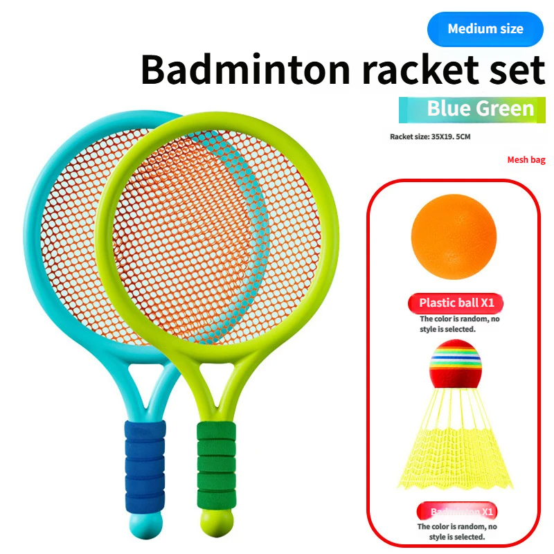 Sac de badminton bleu vert-2 raquettes avec filet, 185g