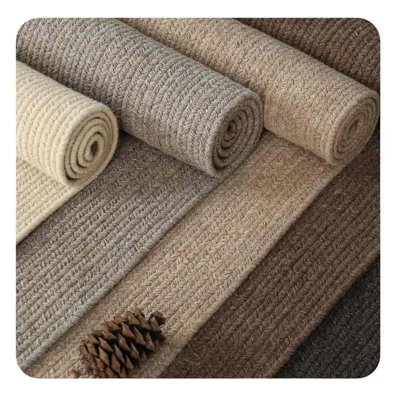 RTS 100% Wool Area Rug Natural Yarn Contemporary Farmhouse Decor Ecofriendly Solid Color Rectangle Shape Rugs