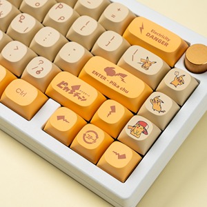 129 tuşları Pikachu Keycaps Kawaii karikatür Pbt anahtar kapaklar için süblimasyon gölgeleme MA profil Keycaps DIY MX mekanik klavye - Product Image 6