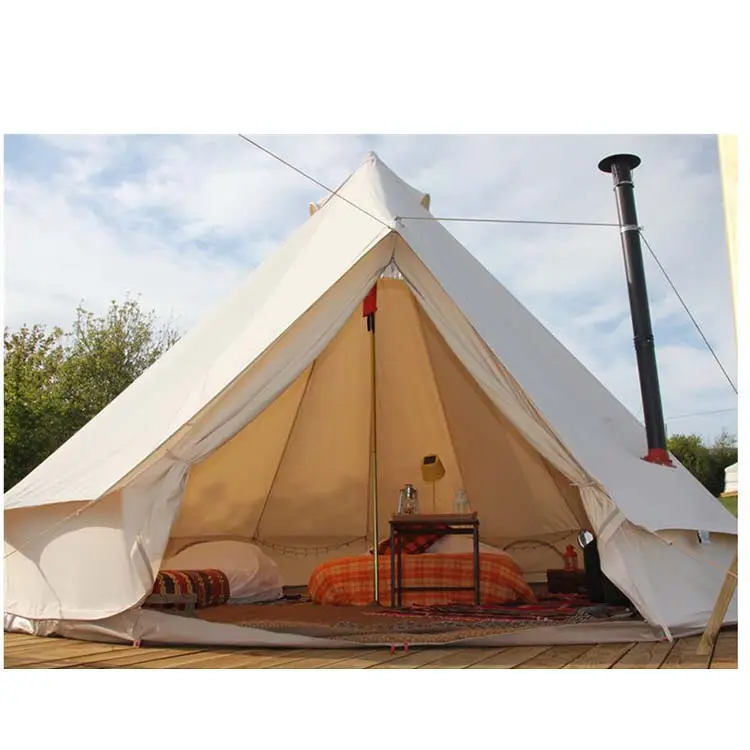 Familia 4m lona lujosas carpas de campana tente-camping lujo Safari Resort tienda al aire libre para 4 personas