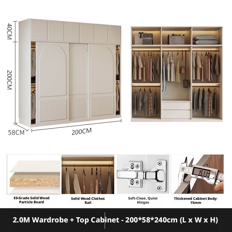 2.0-meter sliding door wardrobe+40cm top cabinet