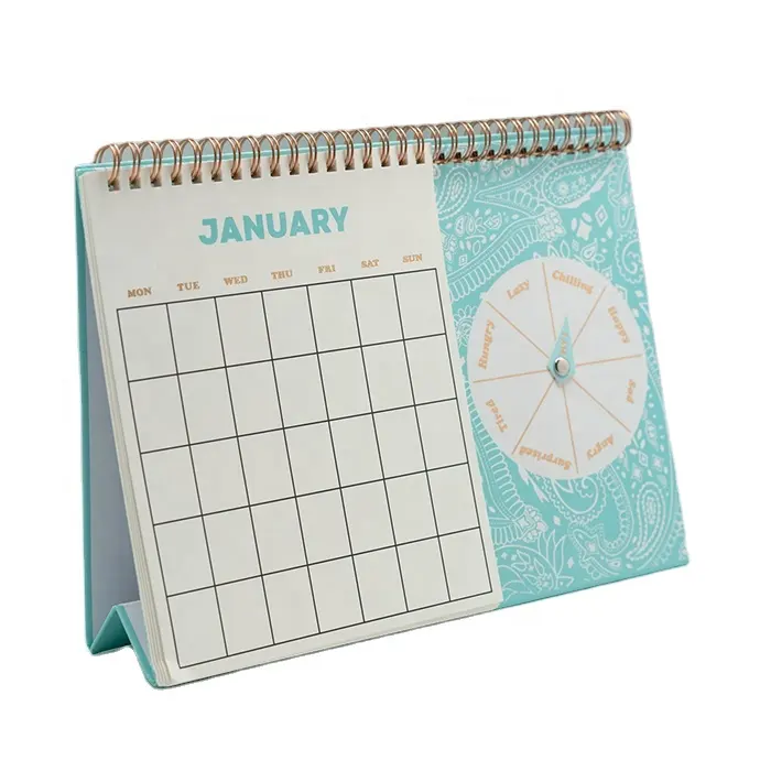 2021 Unieke Dagelijks Desk Top Kalender Afdrukken Flip Tafel Kalender Met Klok