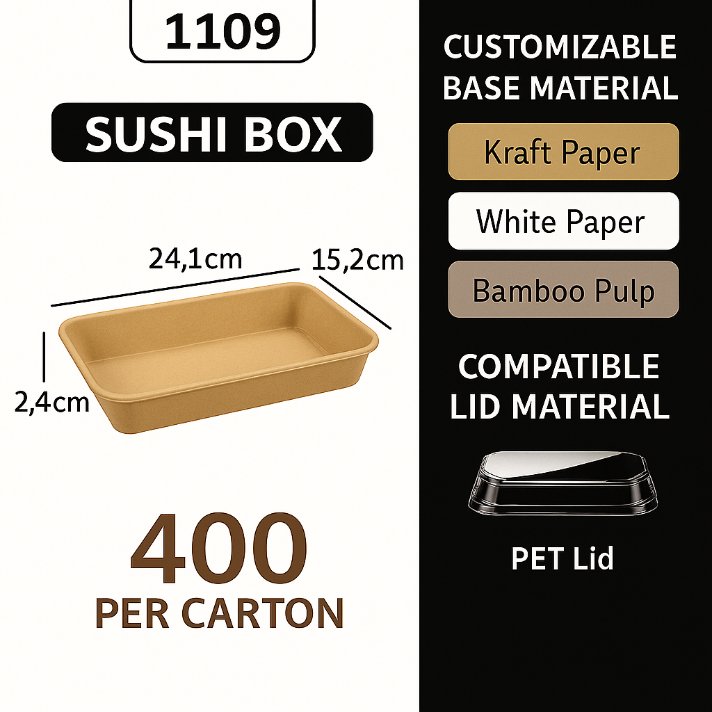 1109 Boîte à sushi avec couvercle