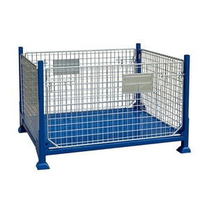 Transporte plegable Almacenamiento apilable Contenedores de malla de alambre Jaula de almacenamiento de acero plegable - Product Image 1