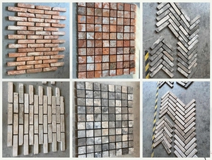 Witte Antieke Oude Teruggewonnen Bakstenen Vierkante Mozaïektegels - Product Image 6