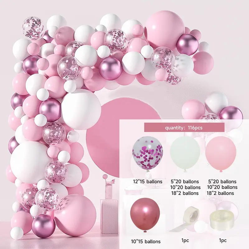 Venta al por mayor DIY globo arco guirnalda Kit Rosa oro látex globos para Baby Shower cumpleaños fiesta globos decoración de fondo