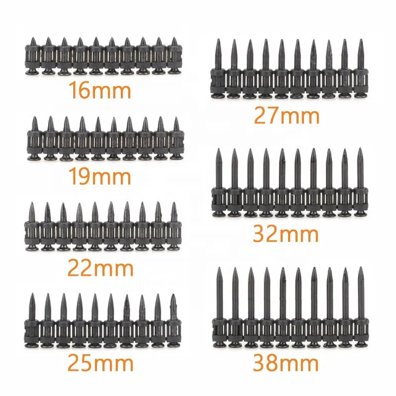 Clavos de acero para hormigón de Gas de disparo, tira de cabeza redonda completa, clavos de alambre intercalados para pistola de clavos accionada por Gas