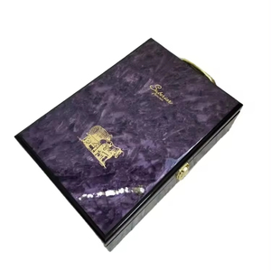 Bán buôn tùy chỉnh thiết kế sang trọng Đàn Piano sơn mài bóng kết thúc bằng gỗ paclaging Hộp Quà Tặng trường hợp cho rượu Whisky chai 2 trong 1 - Product Image 1