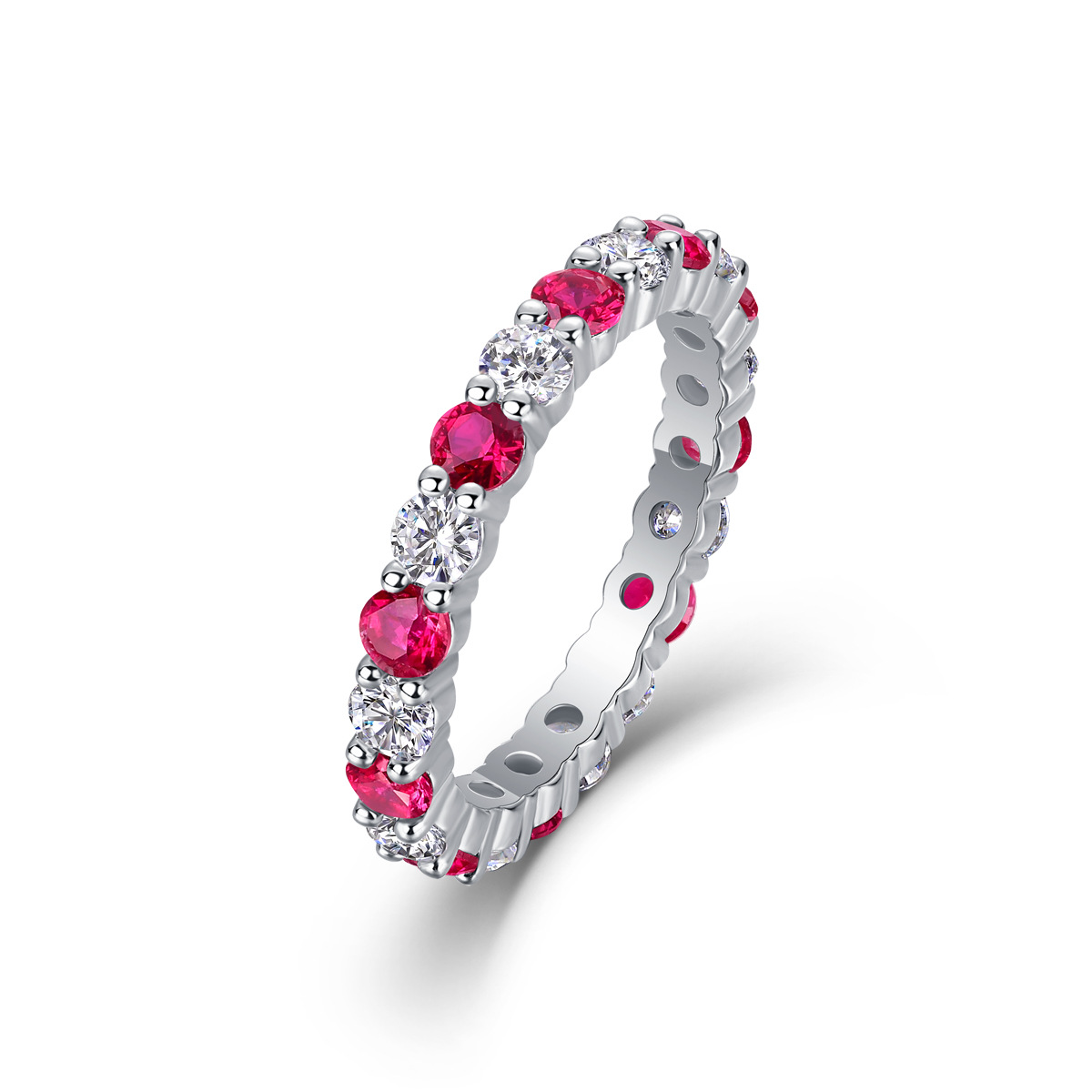 moissanite + rubis de laboratoire