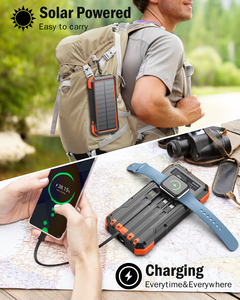 20000mAh Waterproof Outdoor Wireless Watch Charger Solar Power Bank with 18W <strong>Output</strong> Type-C <strong>Input</strong> for Multiple <strong>Devices</strong> - Product Image 4