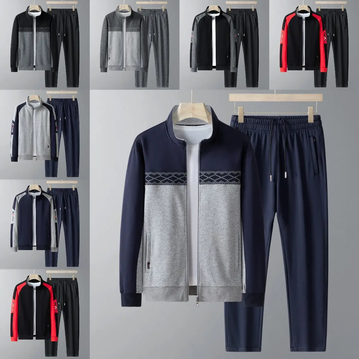 Trajes de chándal de alta calidad para hombres/Chándal de hombre de combinación de color ajustado a la moda para ropa de entrenamiento y ropa deportiva