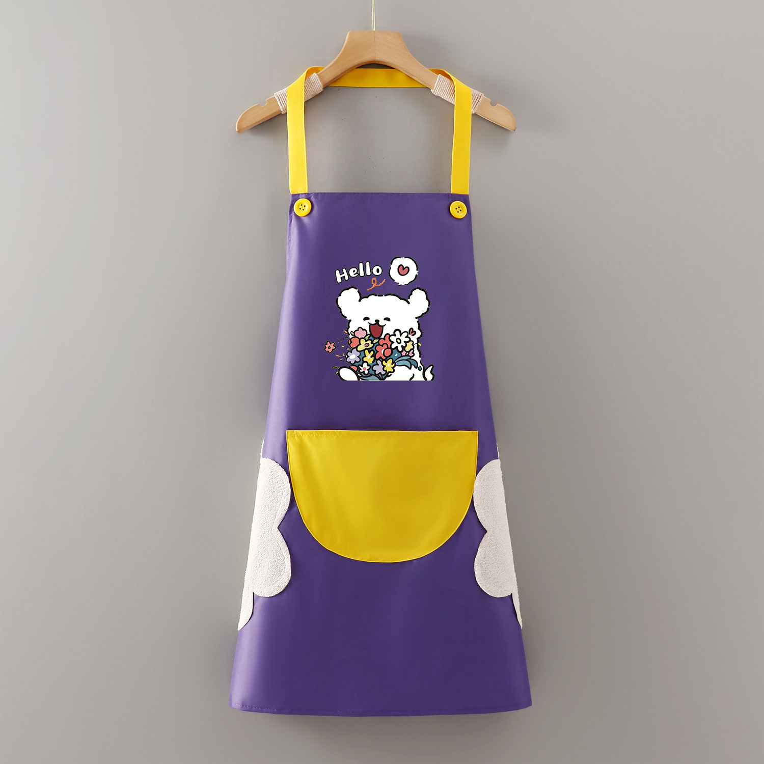 Oso de ramo halter impermeable estilo limpiamanos amarillo púrpura
