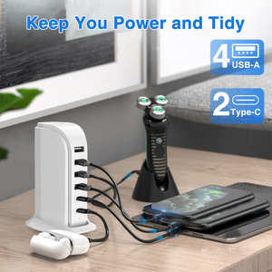 Cargador rápido múltiple 6 puertos USB tipo C cargador de escritorio estación de carga rápida adaptador de viaje para el hogar enchufe de pared EE. UU. Reino Unido UE AU - Product Image 5