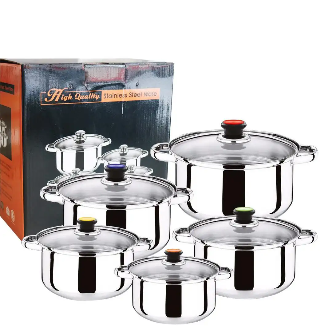 Panci masak dapur 10 buah dalam 1 Set, Set peralatan masak Stainless Steel, panci masak susu dan sup