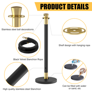 Chất lượng cao vương miện vàng có thể thu vào hàng đợi hàng rào sân bay Bảo tàng kiểm soát giao thông dây stanchion bài thép không gỉ 95cm - Product Image 4