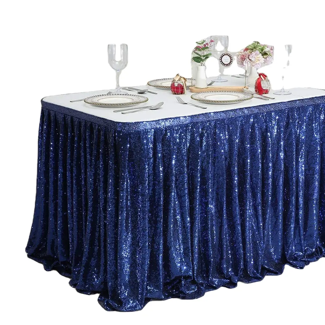 Toalhas de mesa retangulares e quadradas personalizadas para hotel e restaurante, saia de mesa em tecido brilhante para banquetes e festas de casamento