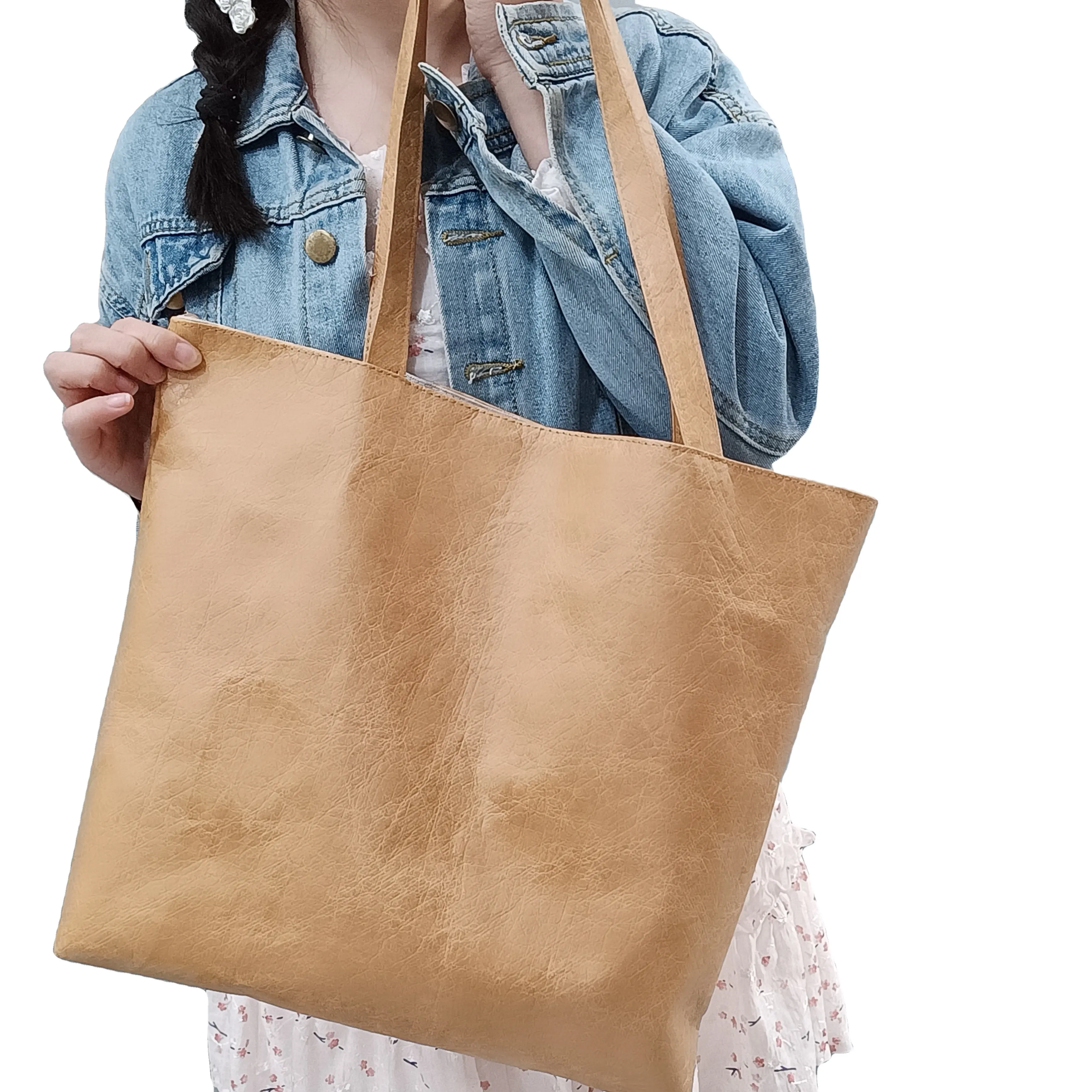 2024 rétro Vintage Style lavable Dupont Kraft papier sacs fourre-tout épicerie femmes sacs à provisions