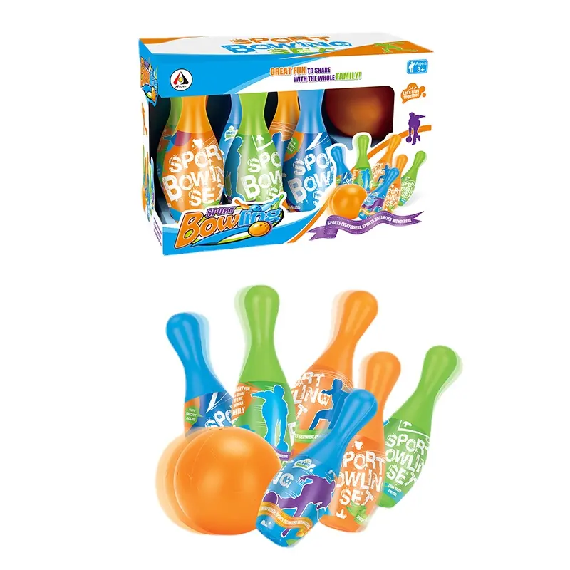 Çocuklar için Aojie fabrika toptan plastik Bowling topu oyun seti-eğlenceli ve heyecan verici lobut oyun!