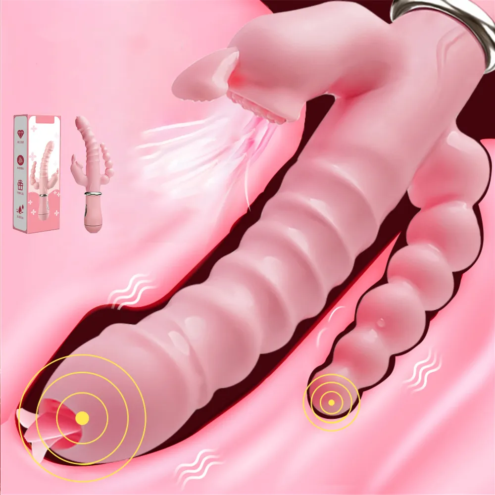 Jouets pour adultes 3 en 1 gode vibrateur jouet sexuel langue léchant masturbation lapin vibrateur produit sexuel adulte vibrateur pour femmes